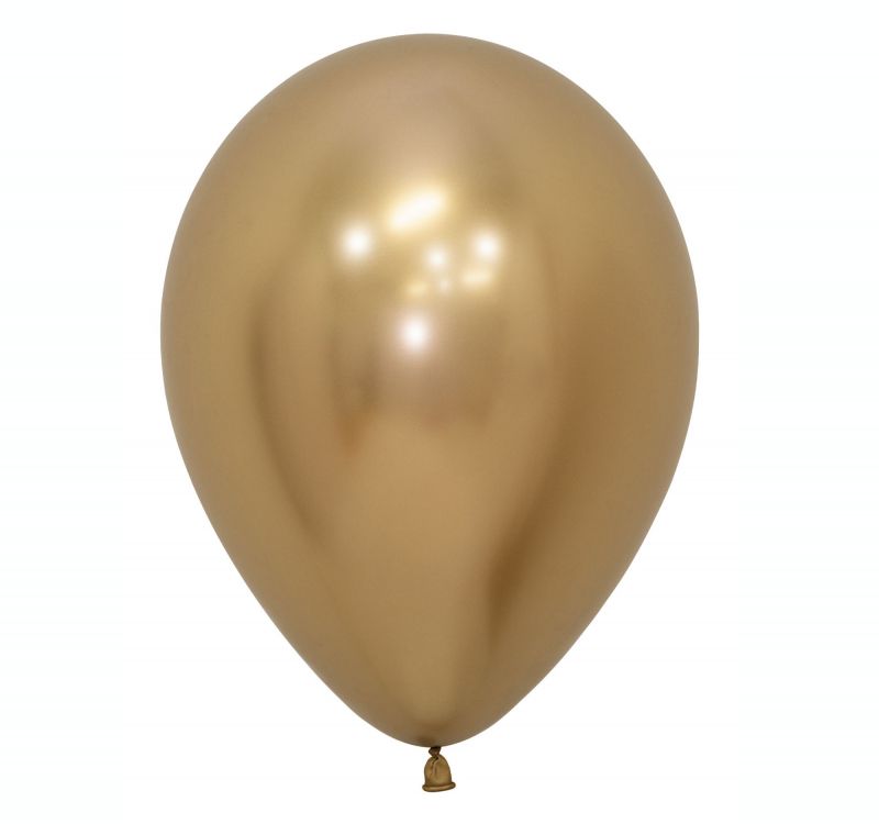 Pack of 50 Sempertex 30cm Metallic Reflex Gold Latex Balloons, ideal for elegant celebrations and event decorations.