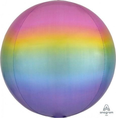 Large pastel ombre foil balloon, 38cm x 40cm, perfect for celebrations and decorations.