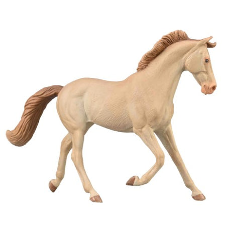 Handcrafted CollectA Thoroughbred Mare Perlino XL, featuring a shimmering body and detailed reddish-blonde mane and tail.