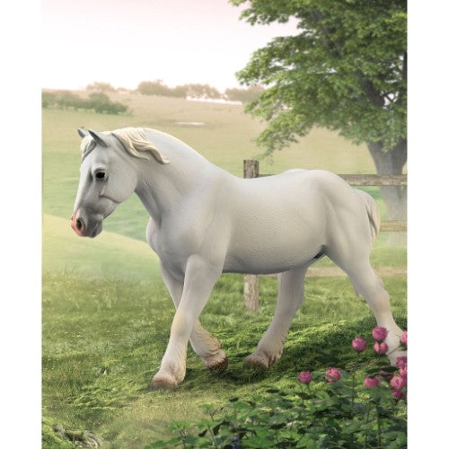 Hand-painted CollectA Boulonnais Mare Grey XL figurine showcases elegant silvery-grey coat and detailed craftsmanship.