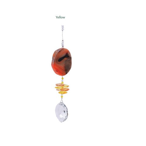 Yellow Agate Slice Natural Crystal Suncatcher