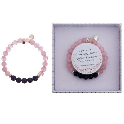 Equilibrium Gemstone Duo Bracelet Rose Quartz Amethyst