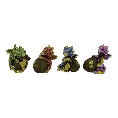 Ornament - Set of 4 Dragons with Treasure