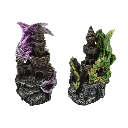 Ornament - Set of 2 Dragon on Castle Purple and Green