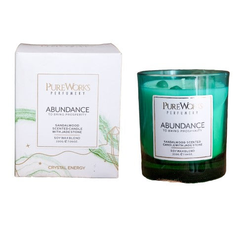 Abundance Sandalwood with Jade Crystal Energy Candle 200gm