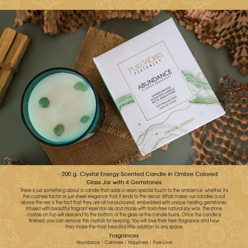 Abundance Sandalwood with Jade Crystal Energy Candle 200gm
