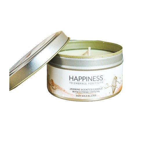 Happiness Jasmine with Citrine Crystal Energy Candle 80gm