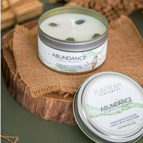 Abundance Sandalwood with Jade Crystal Energy Candle 80gm