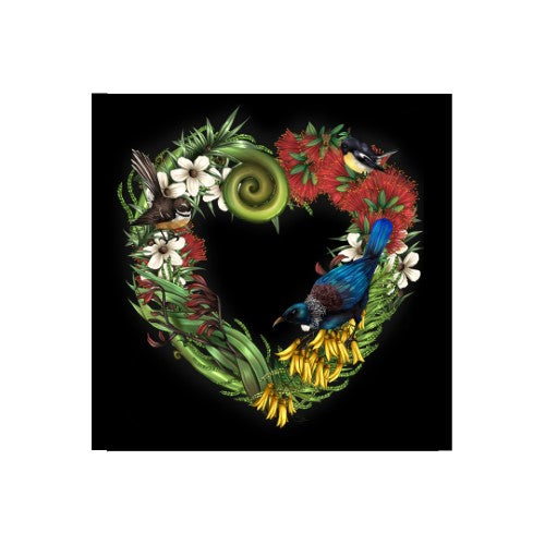 Sophie Blokker Kiwiana LED Canvas  - Birds & Flora Heart