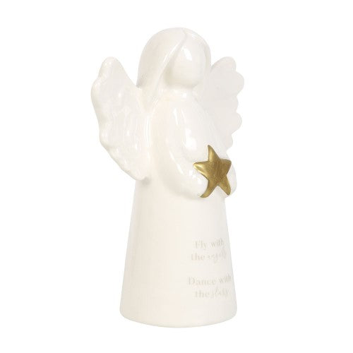 Fly with The Angels Sentiment Ceramic Angel Ornament
