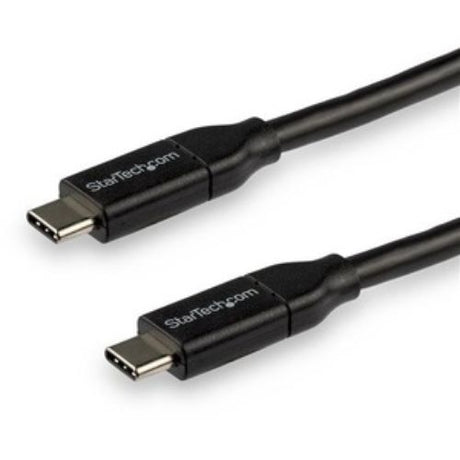 3m black USB-C to USB-C cable, supporting 5A Power Delivery for fast charging of laptops and mobile devices.