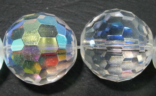 Beads - 16m 22pcs Clear AB Faceted Rd