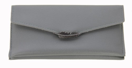 Wallet with Metal Feather (Grey)