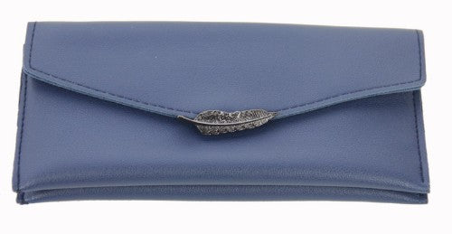 Wallet with Metal Feather (Navy)