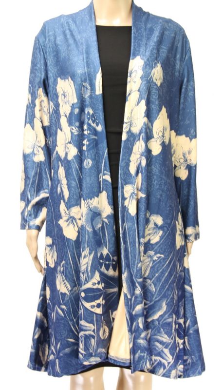 Coat Cape - Blue White Floral (Medium)