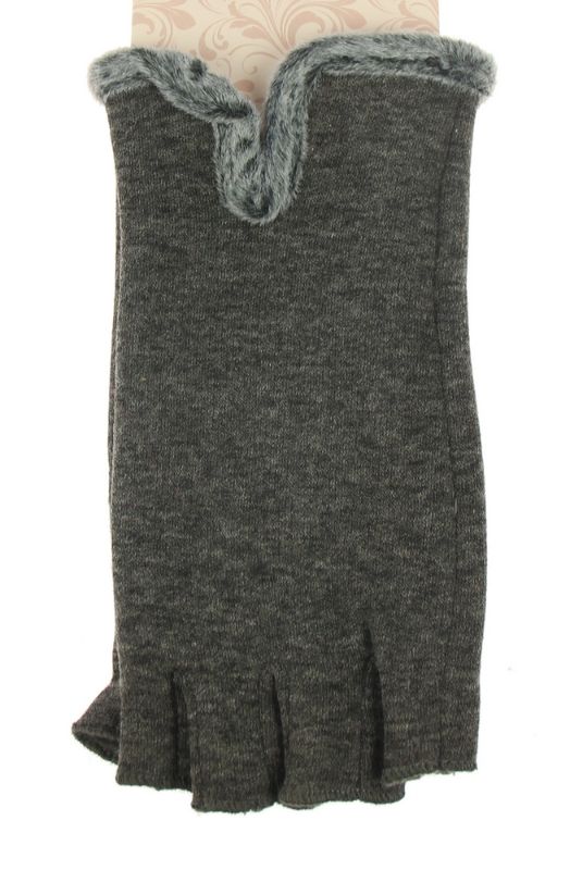 fingerless glove fake fur trim