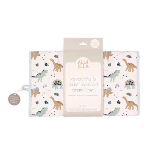 Pram Liner - Beige Dinosaurs - All4Ella