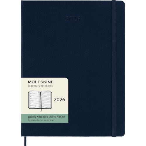 Moleskine Diary 12 Month Weekly + Notes HC XL Sapphire Blue 2026
