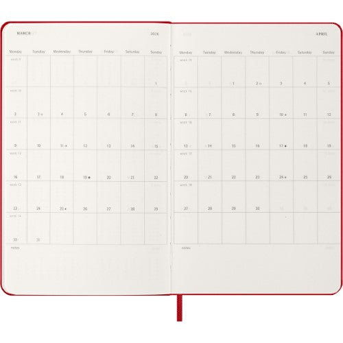 Moleskine Diary 12 Month Daily HC Large Scarlet Red 2026
