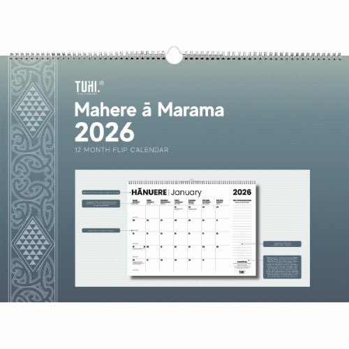 Tuhi Calendar One Month to View Maori A2 2026