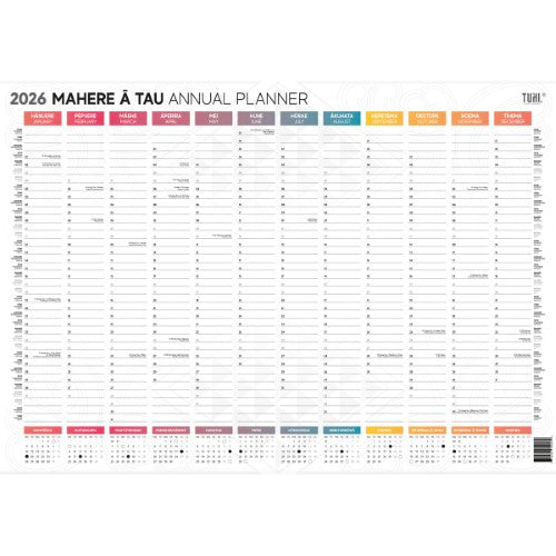 Tuhi Wall Planner Double Sided A2 Unlaminated Maori 2026