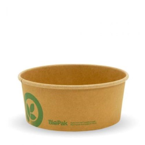 Biopak Bowl Paper Brown Wide PLA Lined 750ml - 50PC