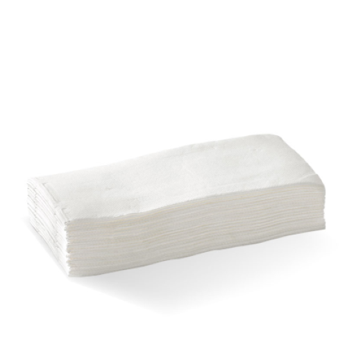 Biopak Serviette Dinner 2Ply 8 Fold White Quilted - 100PC