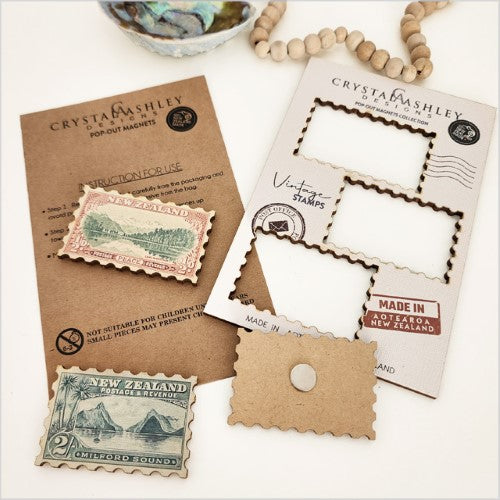 Pop Out Magnet - Vintage NZ Stamps (9.5 x 14.8cm)