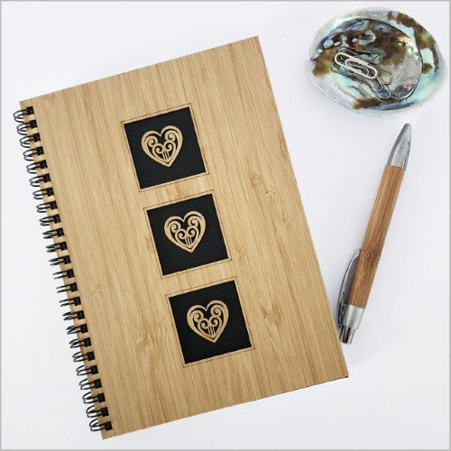 Small Bamboo Journal - Square Koru Heart (16 x 21cm)