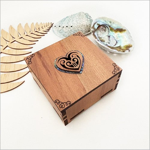 Small Trinket Box - Relief Koru Heart (8 x 8 x 4.5cm)