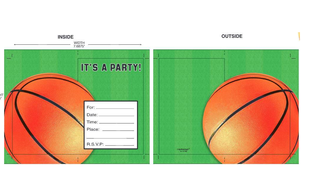 Basketball-themed folded invitations pack of 8, ideal for celebrations and events, vibrant design for sports lovers.