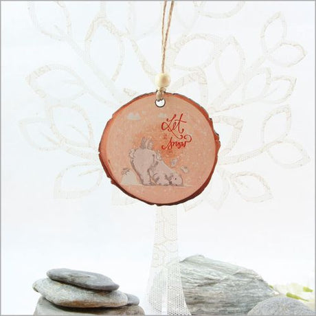Let It Snow Wood Slice Ornament, 80mm x 75mm, elegantly crafted with winter-inspired design for festive decor.