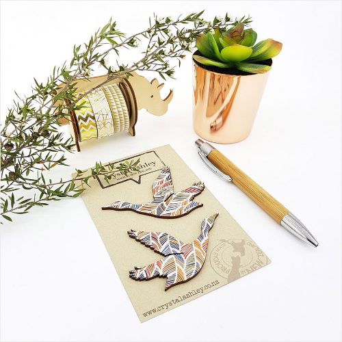 Mini duck feather pattern wall art in 3mm MDF, perfect for nature-themed decor and bird lovers.