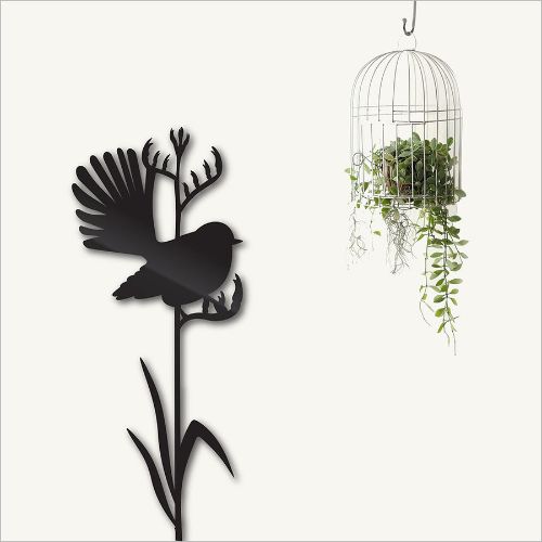 Kiwiana wall art featuring a detailed Fantail bird on tall flax, crafted from durable Aluminium Composite Material.
