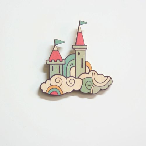 Mini pine castle wall art, eco-friendly, 90mm x 92mm, perfect for creative projects and unique home decor.