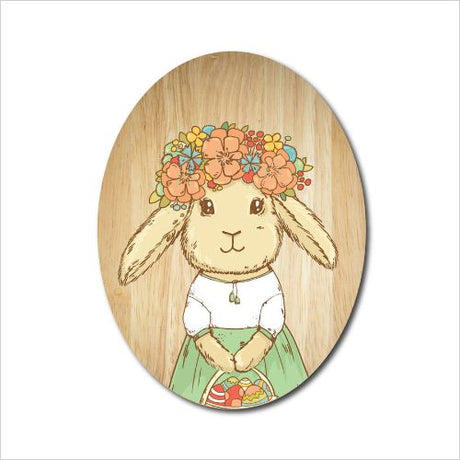 Whimsical Kiwiana wall art featuring a Flower Bunny Princess on eco-friendly pine ply, perfect for children's decor.