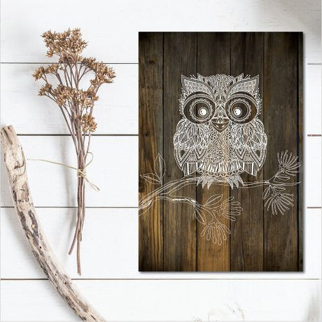 Kiwiana wall art featuring a detailed Morepork design, printed on lightweight plywood, perfect for New Zealand-themed decor.