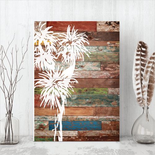 Kiwiana Wall Art featuring a Cabbage Tree, crafted from lightweight plywood, perfect for enhancing home decor.
