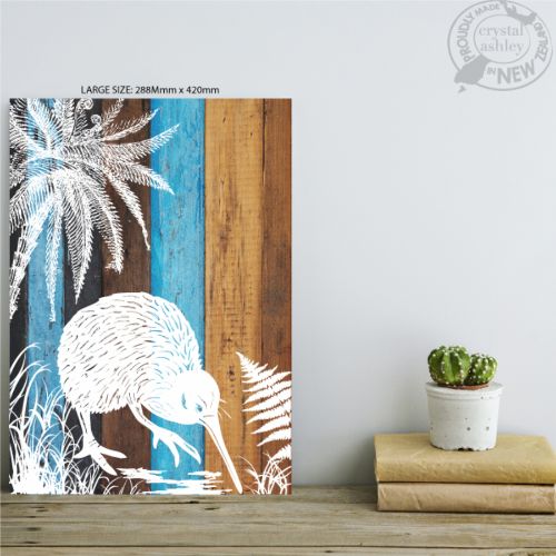 Kiwiana Wall Art featuring a large Kiwi bird on lightweight plywood, perfect for enhancing any room with New Zealand charm.