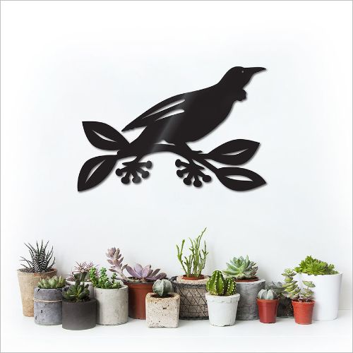 Kiwiana Wall Art featuring a Tui on a colorful Pohutukawa tree, crafted from durable 4mm ACM for indoor and outdoor display.