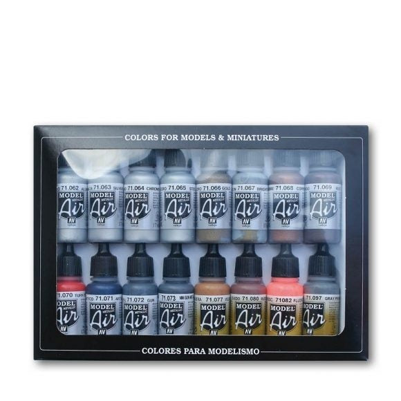 Vallejo - Model Air - Metallic Effects Pack 16 Colour Set