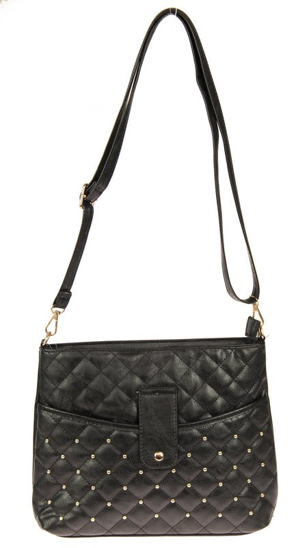 Handbag - Criss Cross with Studs - Black