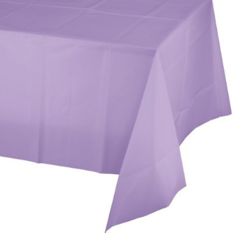 Luscious Lavender plastic tablecover measuring 137cm x 274cm, perfect for elegant dining at any occasion.