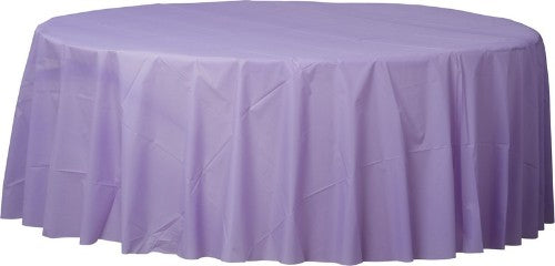 Plastic round table cover featuring vibrant hydrangea patterns, perfect for protecting tables at events and gatherings.