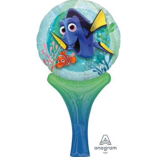 Self-sealing foil balloon featuring Dory from Finding Dory, perfect for themed parties and celebrations, measuring 15cm x 30cm.