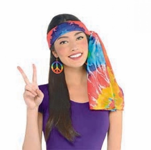 Colorful Hippie Headscarf designed for versatile wear as a head wrap, bandana, or neck scarf, perfect for free spirits.