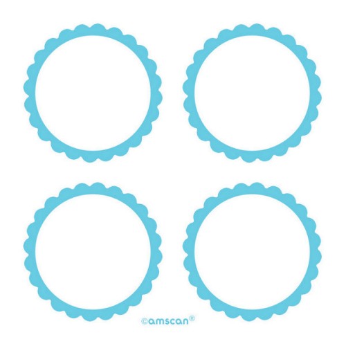 Pack of 5 scalloped labels in Caribbean Blue, perfect for colorful organization and crafting projects.
