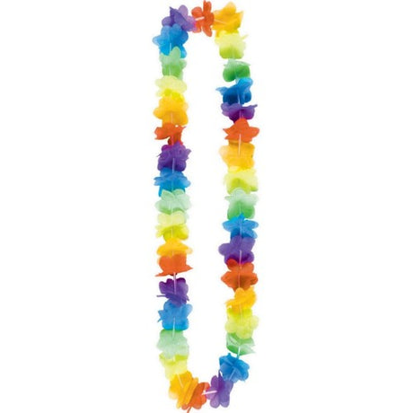 Colorful Boxed Rainbow Flower Leis (25 units), 36 inches, perfect for festive occasions and tropical celebrations.