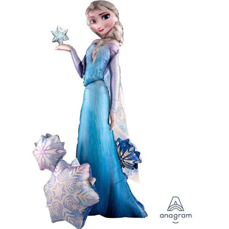 Airwalker foil balloon featuring Elsa from Frozen, measuring 88cm x 144cm, perfect for magical celebrations.