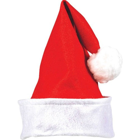 Festive red Felt Santa Hat with stylish folded cuff, perfect for Christmas cheer and holiday celebrations.